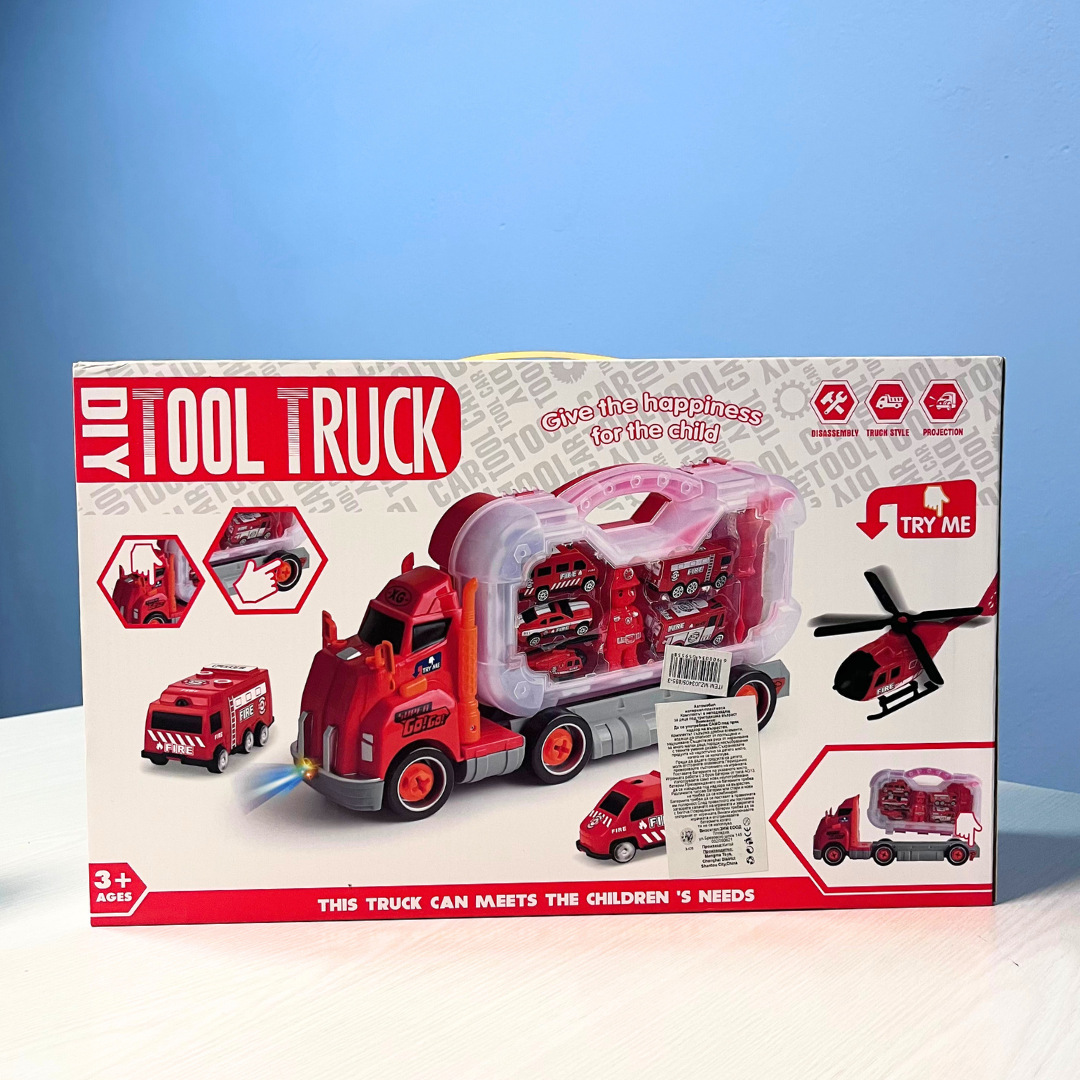 Комплект камион с пожарни коли 9 в 1