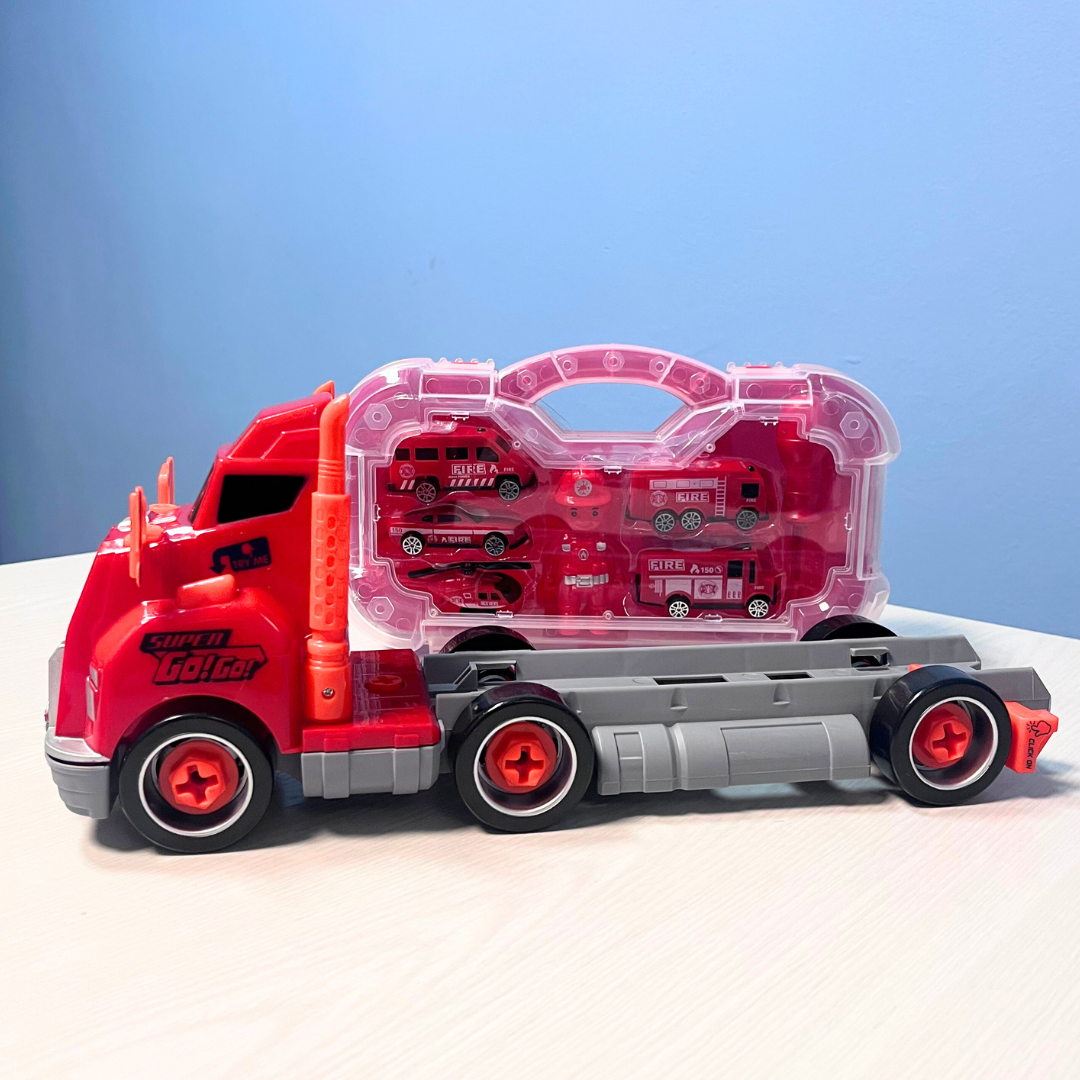 Комплект камион с пожарни коли 9 в 1