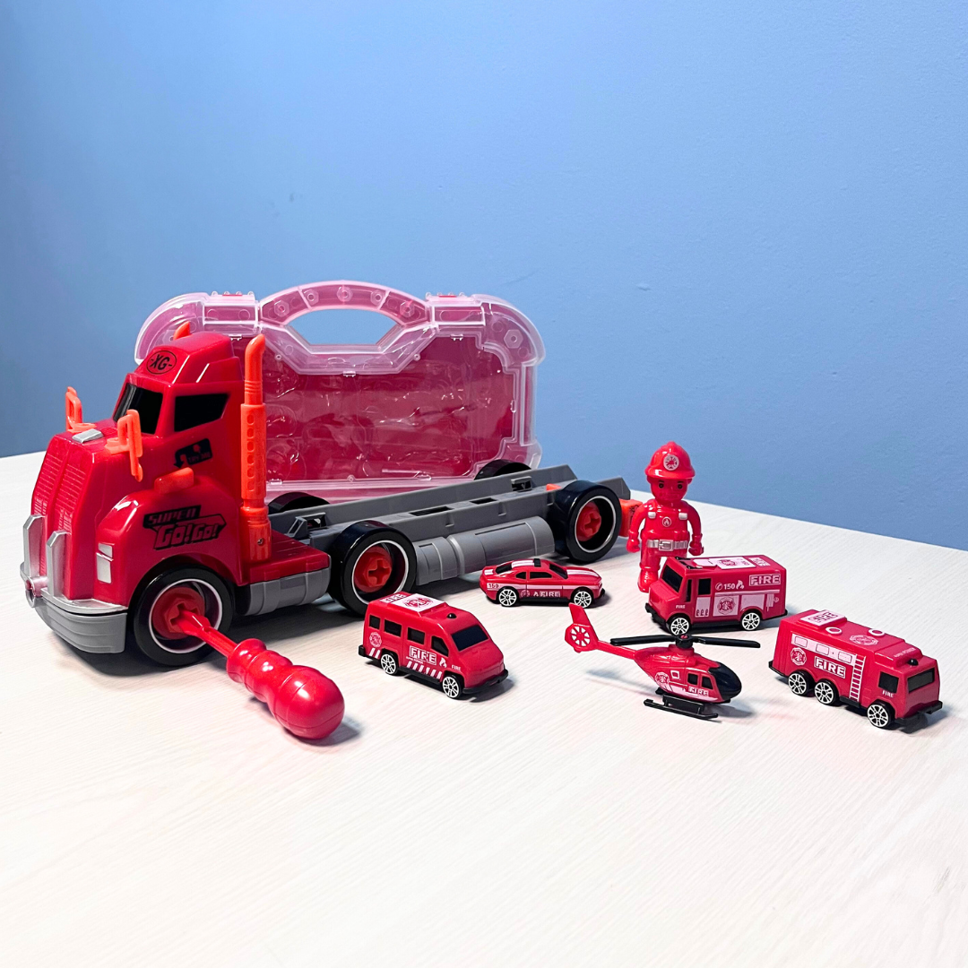 Комплект камион с пожарни коли 9 в 1