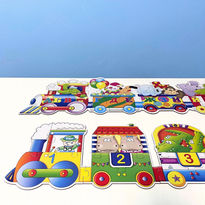 Пъзел-Влак с азбука и цифри